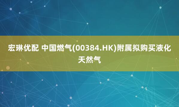 宏琳优配 中国燃气(00384.HK)附属拟购买液化天然气