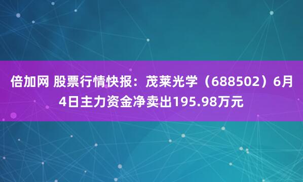 倍加网 股票行情快报:茂莱光学(688502)6月4日主力资金净卖出195.98万元