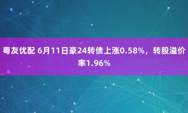 粤友优配 6月11日豪24转债上涨0.58%,转股溢价率1.96%